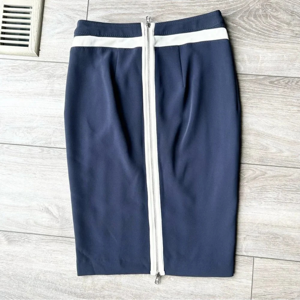 Rag & Bone Navy Ivory Contrasting Colour Midi Skirt - Picture 11 of 11